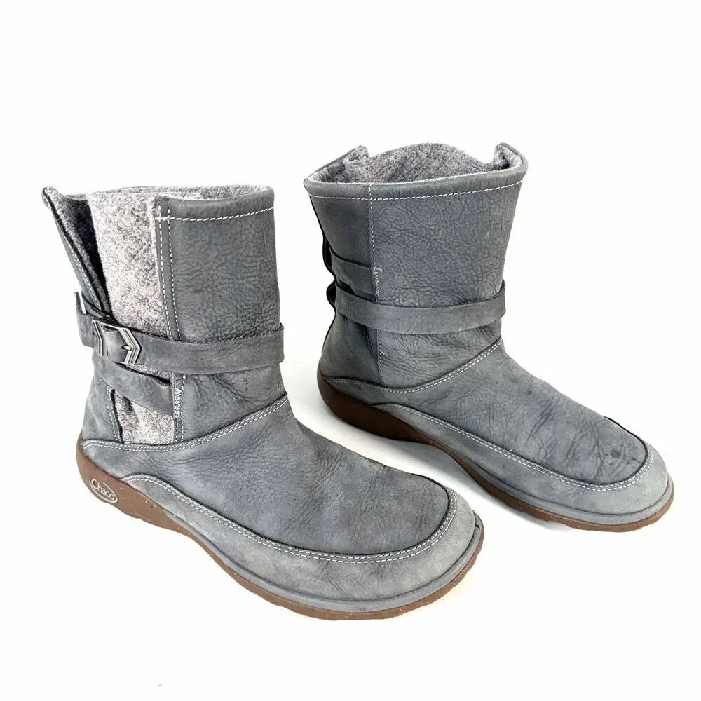 Chaco Hopi Castlerock Waterproof Nubuck Leather & Wool Boots grey size 9
